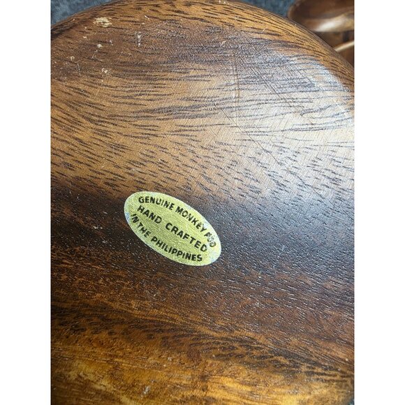 Vintage Monkey Pod Wood Bowls Set of 4 5-5.5″ Handcrafted Philippines Rustic MCM - Picture 2 of 8